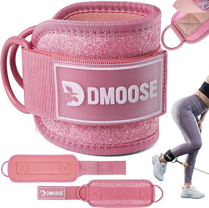 DMoose Fitness Ankle Strap for Cable Machine - One Size Fit with Premium Padding Cuffs, Ankle Bands for Working Out, Booty Workouts, Leg Extension, Hip Abductors, Kickbacks & Lower Body Exercises
