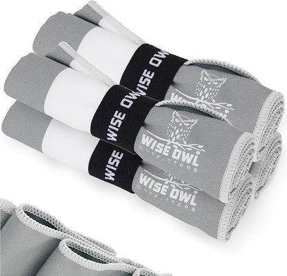 Wise Owl Outfitters 4 Pack Microfiber Gym Towels for Men & Women – Quick Dry Sweat Towel for Workout, Sports, Yoga, Running – Lightweight & Soft (24"x12")