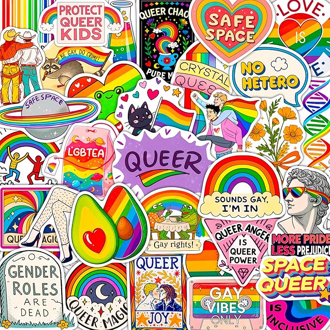 100Pcs Queer LGBTQ+ Stickers for Water Bottle, for Laptop - Queer Gifts, Party Supplies & Decorations -Trans, Gay Pride Stickers