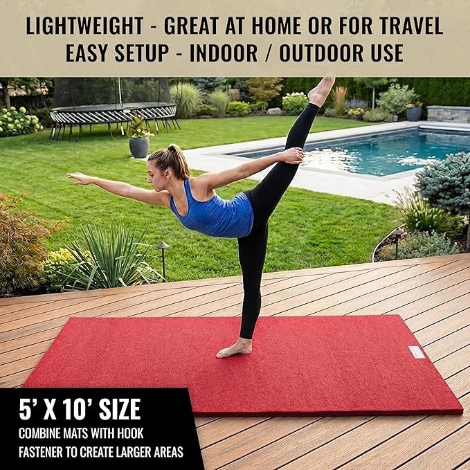 Dollamur 5'x10'x1-3/8" Gymnastics Mat, Carpeted Mat for Tumbling and Cheerleading, FLEXI-Roll®