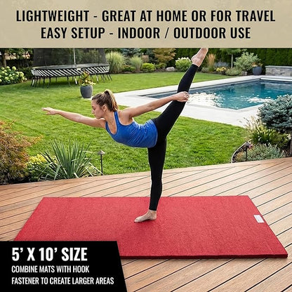 Dollamur 5'x10'x1-3/8" Gymnastics Mat, Carpeted Mat for Tumbling and Cheerleading, FLEXI-Roll®