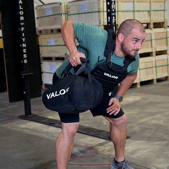 Valor Fitness Self- Fill Sandbags- Stone & Atlas Style - Built in Filler Bags 50,70, 100 or 200 lb Options Strength Training Workouts