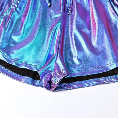 Perfashion Women's Metallic Shorts Summer Sparkly Hot Outfit Shiny Short Pants