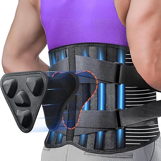Work Back Brace for Men Women - Adjustable Lower Back Support Belt with Removable 3D Pad and 7 Stays, Breathable Lumbar Support Brace for Posture Heavy Lifting Sciatica Herniated Disc (2X-Large)