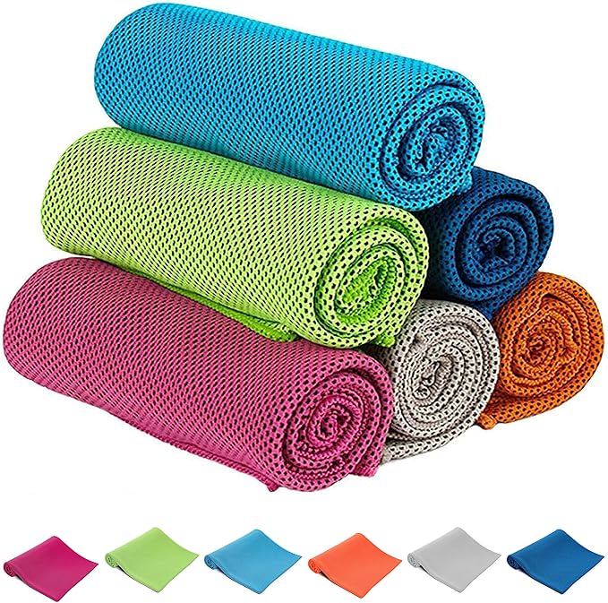Zollen 4/6 Pack Cooling Towel(40"x12"), Ice Towel, Workout Towel, Soft Breathable Chilly Towel, Microfiber Towel for Yoga, Sport, Running, Gym, Camping, Fitness,Hike & More Activities