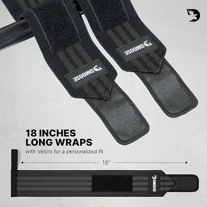 DMoose Fitness Wrist Wraps for Weightlifting 18" - Heavy Duty Gym Wrap with Hand Thumb Loop for Support & Pain Relief, USPA Approved Powerlifting, Weight Lifting Wrist Straps for Men & Women Work Out