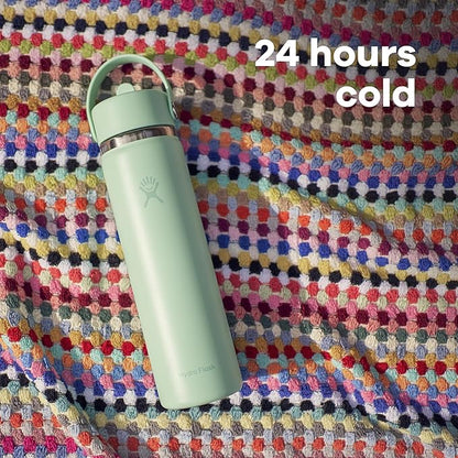 Hydro Flask Water Bottle - Insulated Stainless Steel - Wide Straw Lid, Non Spill, Leakproof in 24 Oz Harbor Blue