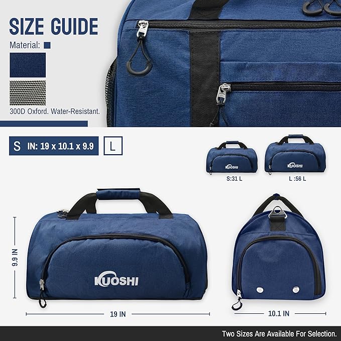 Gym Bag for Men & Women with Shoe Compartment & Wet Pocket, 31L Water Resistant Sports Duffle Bag with Quick-Access Pouch,Multi-Purpose Weekender Overnight Bag