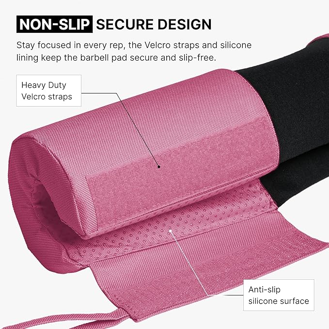 DMoose Fitness Barbell Pad for Hip Thrust, Squat & Lunges - Non-Slip Thick Foam Cushion for Neck and Back Support with Two Straps - Hip Thrust Pad for Leg Day - Fits All Olympic Bars and Smith Machine