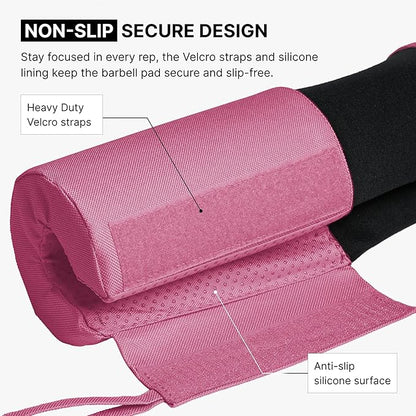 DMoose Fitness Barbell Pad for Hip Thrust, Squat & Lunges - Non-Slip Thick Foam Cushion for Neck and Back Support with Two Straps - Hip Thrust Pad for Leg Day - Fits All Olympic Bars and Smith Machine
