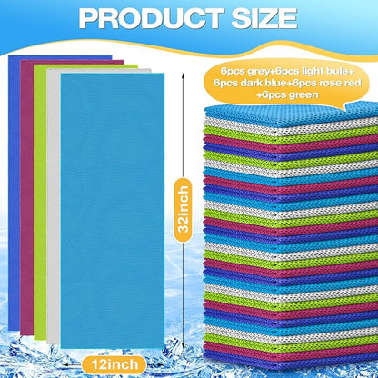 MENOLY 30 Packs Cooling Towels Bulk Cooling Towels for Neck and Face Gym Workout Cooling Neck Rags for Sports Yoga Soft Microfiber Breathable Sweat Rags for Hiking Running Fitness