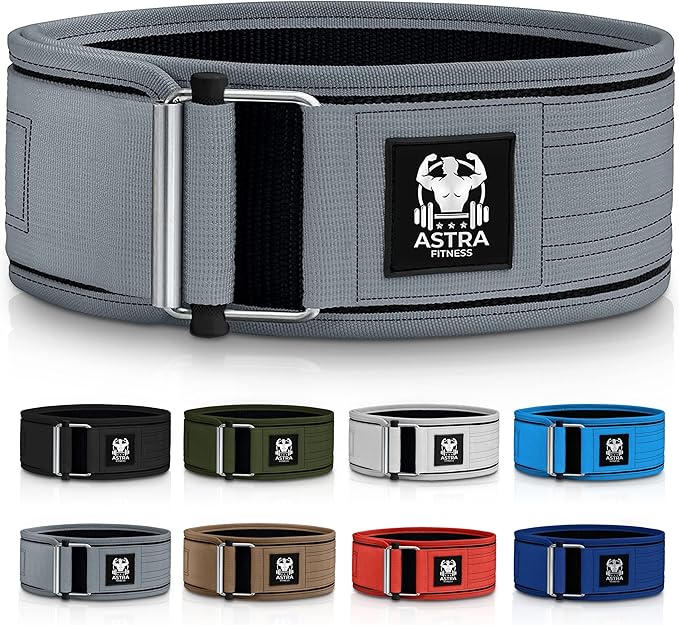 Quick Locking Premium Weight Lifting Belt - Powerlifting, Cross Training for Men and Women - 4 Inch Wider Back Support, 100% Metal Buckle - Professional Fitness, Olympic Lifting, Deadlift