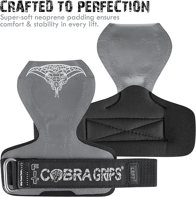 Cobra Grips PRO Weight Lifting Gloves Heavy Duty Straps Alternative with Power Lifting Hooks Padded Wrist Support for Deadlifts & Bodybuilding