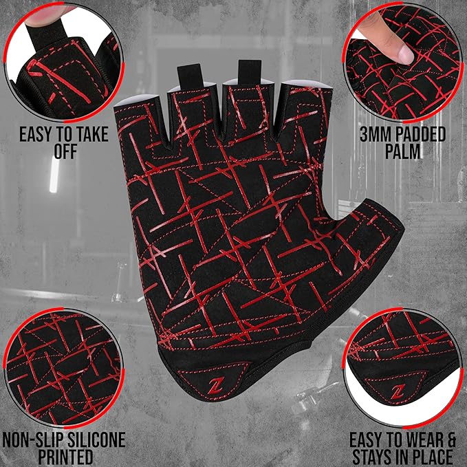 ZRIX Well Vented Weight Lifting Gym Workout Gloves with Wrist Wrap Support for Men & Women & Adult, Full Palm Protection, Training, Fitness, Hanging, Pull ups, Cycling & Hand Grip Gloves