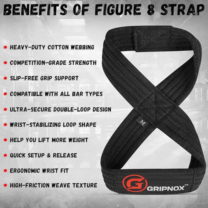 – Weight Lifting Straps Figure 8, Anti Slip Padded Wrist Support for Gym Workout Deadlift, Weightlifting, Powerlifting, Hand Bar Grip & Cross Training Strong Weightlifting Wrist Straps.