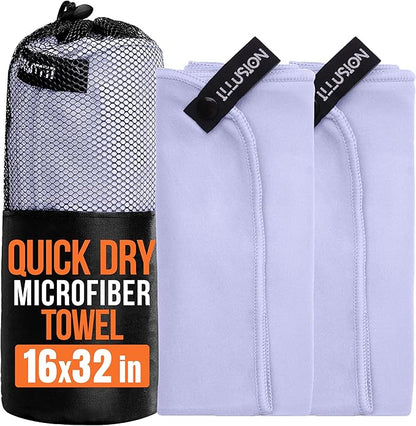 illusion Small Microfiber Gym Towels for Men and Women Active Sports (32" L x 16''W)-Lightweight Quick Dry Gym Towel for Sweat-Workout Towels Ideal for Yoga, Camping, Running, and Outdoor Activities