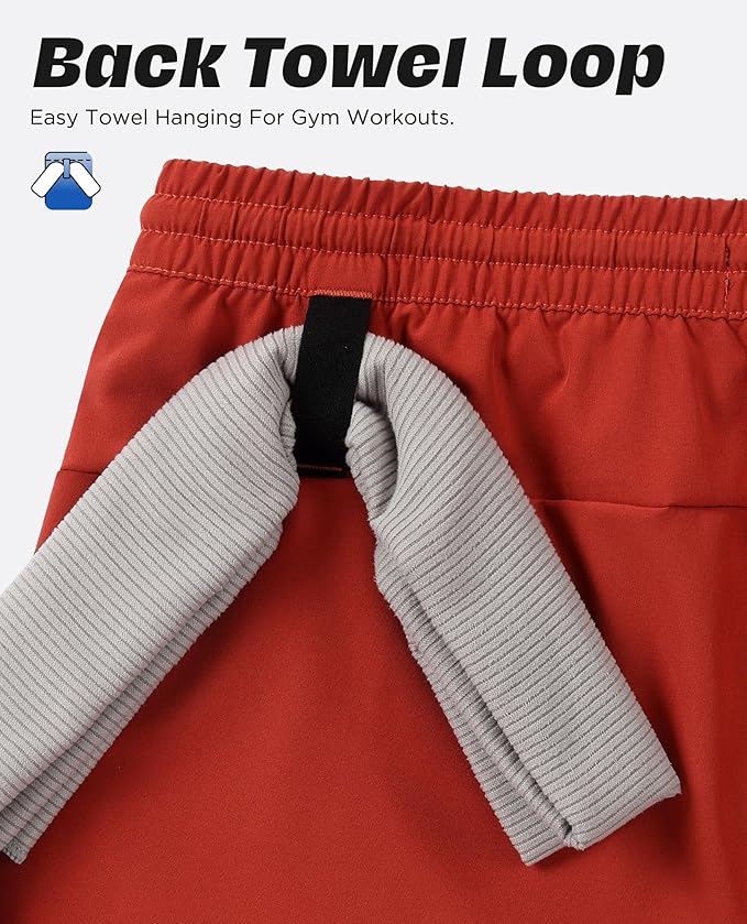Men 2 in 1 Running Shorts with Compression Liner 5" 7" Quick Dry Workout Athletic Shorts with Pockets Towel Loop