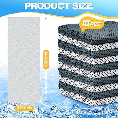 MENOLY 10 Pack Cooling Towels, Sweat Towels Cooling Towels for Neck and Face, Microfiber Towel Soft Breathable Towel for Gym, Yoga, Camping, Running, Fitness, Workout & More Activities(32"x12")
