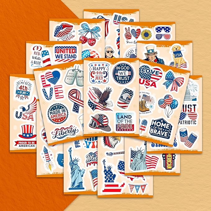 100Pcs USA Stickers and Decals for Water Bottle, Laptop - American Stickers- USA Party Supplies & Decorations - American Gifts - Gift for Women & Men