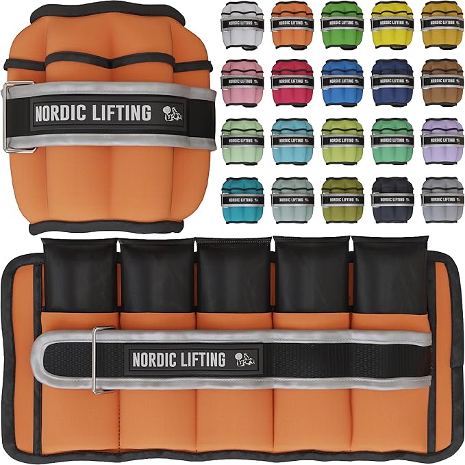 Nordic Lifting Adjustable Ankle Weights for Women & Men – 1 Pair (2–10 lbs) Wrist, Arm & Leg Weights for Gym, Yoga & Home Workouts – Secure Fit Strap Design – Durable Fitness Training Equipment