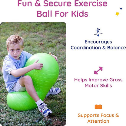 Fun and Function - Peanut Ball for Kids - Balance Ball for Kids with Special Needs - for Exercise, Therapy or Dynamic Seating
