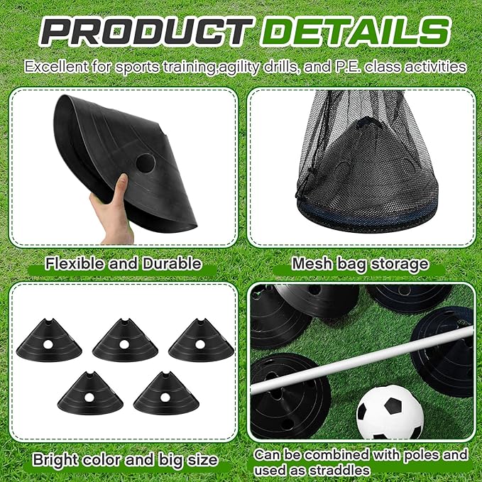 ShinyRelief Jumbo Disc Cones Jumbo Soccer Cones with Mesh Bag Giant Large Agility for Soccer Training Adult Sports