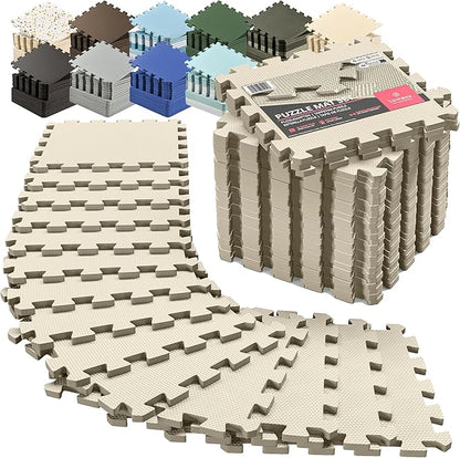 bemaxx Gym Mats Set - 18 pcs EVA Interlocking Foam Floor Tiles (12.6"x12.6"x0.4") 18sqft Protective Gym Flooring Sports Home Workout Exercise Mats Puzzle Garage Fitness Play-Room Pool Treadmill Bike