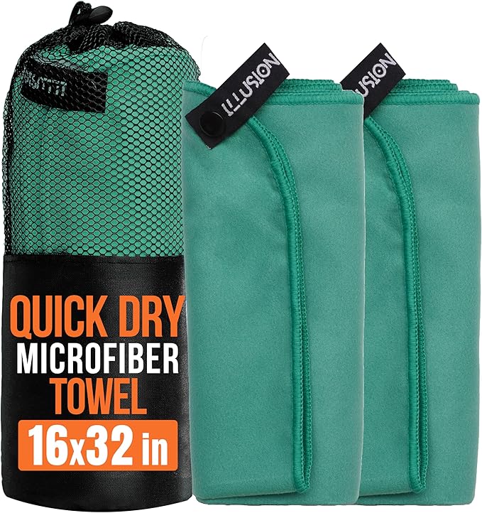 illusion Small Microfiber Gym Towels for Men and Women Active Sports (32" L x 16''W)-Lightweight Quick Dry Gym Towel for Sweat-Workout Towels Ideal for Yoga, Camping, Running, and Outdoor Activities