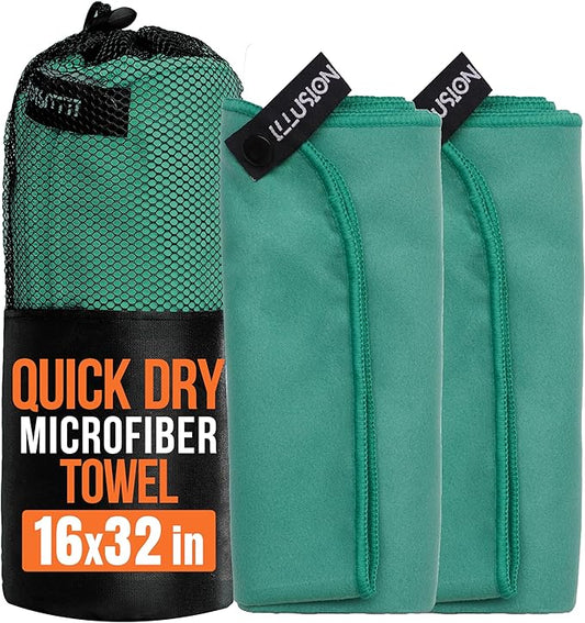 illusion Small Microfiber Gym Towels for Men and Women Active Sports (32" L x 16''W)-Lightweight Quick Dry Gym Towel for Sweat-Workout Towels Ideal for Yoga, Camping, Running, and Outdoor Activities