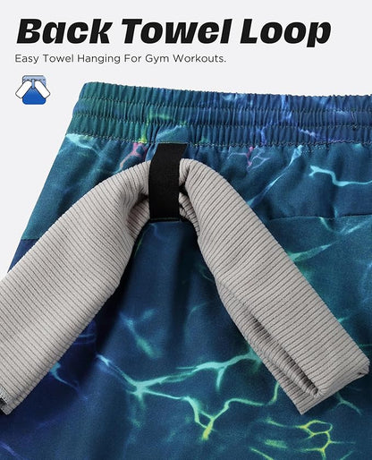 Men 2 in 1 Running Shorts with Compression Liner 5" 7" Quick Dry Workout Athletic Shorts with Pockets Towel Loop