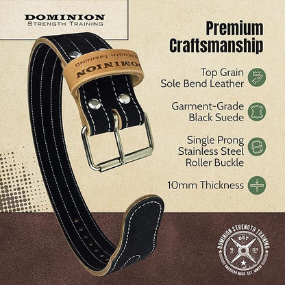 Suede 3-inch Weightlifting Belt - Premium Powerlifting Support with Enhanced Grip Technology