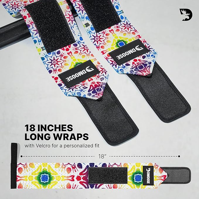 DMoose Fitness Wrist Wraps for Weightlifting 18" - Heavy Duty Gym Wrap with Hand Thumb Loop for Support & Pain Relief, USPA Approved Powerlifting, Weight Lifting Wrist Straps for Men & Women Work Out