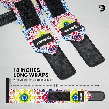 DMoose Fitness Wrist Wraps for Weightlifting 18" - Heavy Duty Gym Wrap with Hand Thumb Loop for Support & Pain Relief, USPA Approved Powerlifting, Weight Lifting Wrist Straps for Men & Women Work Out