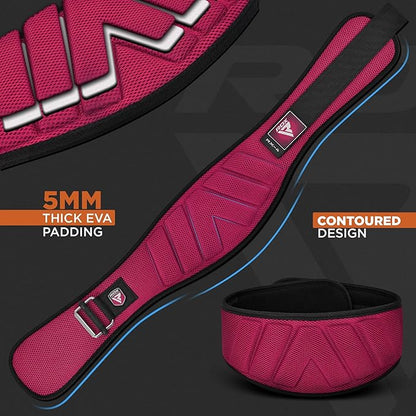 RDX Weight Lifting Belt, Curved Padded Back Lumbar Support, Fitness, Core Exercise Workout Bodybuilding Powerlifting Deadlifts Squats, Ladies Gents Men Women Home Gym Equipment