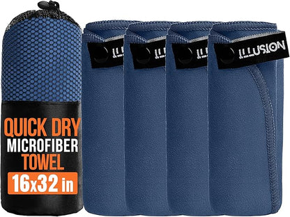 illusion Small Microfiber Gym Towels for Men and Women Active Sports (32" L x 16''W)-Lightweight Quick Dry Gym Towel for Sweat-Workout Towels Ideal for Yoga, Camping, Running, and Outdoor Activities