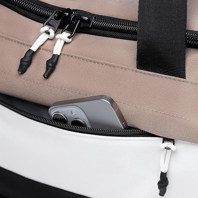 Vooray 23L Boost Duffel Bag – Small Travel & Sports Gym Bag for Women and Men with Shoe Pocket, Weekender for Overnight Football, Travel, Hospital Stays or Workout - Neutral Color Block