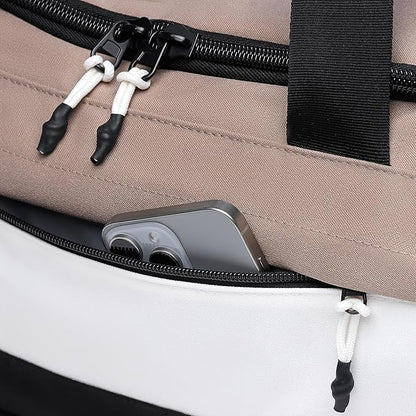 Vooray 23L Boost Duffel Bag – Small Travel & Sports Gym Bag for Women and Men with Shoe Pocket, Weekender for Overnight Football, Travel, Hospital Stays or Workout - Neutral Color Block