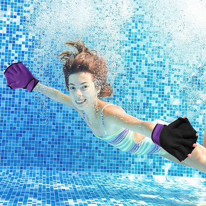 Sumind 2 Pairs Swimming Gloves Aquatic Training Gloves Neoprene Mittens Webbed Fitness Water Aerobics Resistance Training for Women Men Swimming Diving(Medium,Black/ Blue, Purple/ Black)