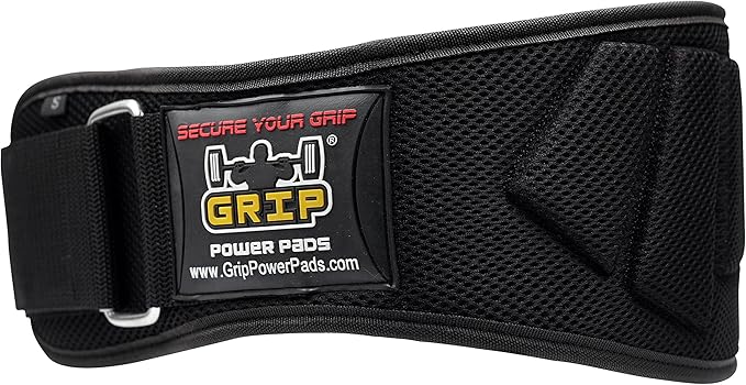Grip Power Pads Weightlifting Gym Belt Powerlifting for Men & Women 6 Inch Back Support Best for Olympic Gym Lifting (Black, 40"- 45" Around Navel X-Large)
