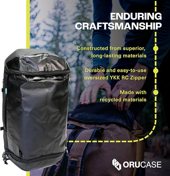 Orucase Janus Duffel Backpack for Cyclists - Gym Duffle Bag for Men & Women with Straps - Water Resistant Duffle Backpack for Travel - 55 L - Coyote
