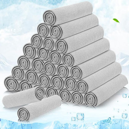 MENOLY 30 Packs Cooling Towels Bulk Cooling Towels for Neck and Face Gym Workout Cooling Neck Rags for Sports Yoga Soft Microfiber Breathable Sweat Rags for Hiking Running Fitness-Gray