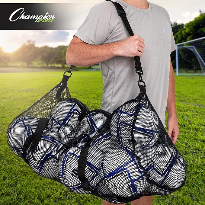 Champion Sports Mesh Duffle Bag – Oversized Breathable Gear Bag with Zipper & Shoulder Strap for Sports, Gym & Travel
