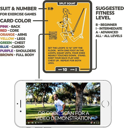 Stack 52 Suspension Exercise Cards Compatible with All Suspension Trainers. Suspended Bodyweight Resistance Workout Game. Video Instructions Included. Fun Home Fitness Program.(Mega Pack)