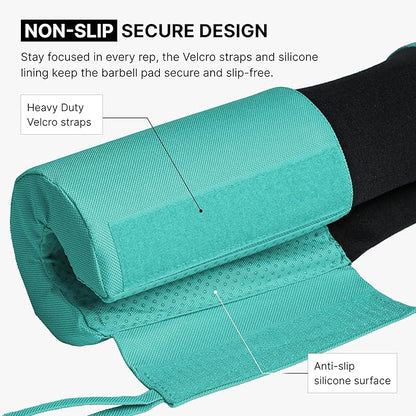 DMoose Fitness Barbell Pad for Hip Thrust, Squat & Lunges - Non-Slip Thick Foam Cushion for Neck and Back Support with Two Straps - Hip Thrust Pad for Leg Day - Fits All Olympic Bars and Smith Machine