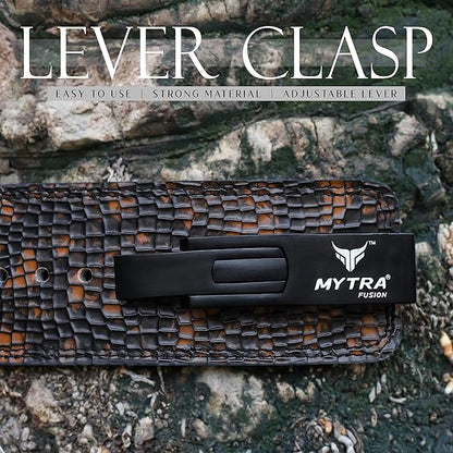 Mytra Fusion Weight Lifting Belt Real Leather Lifting Belt With Lever Workout Bet for Men & Women Powerlifting Belt