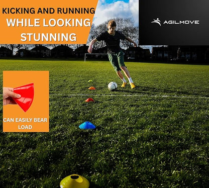 Flexible Soccer Cones (Set of 60/50/40/25) with Mesh Bag & Strap, Sports Cones for Soccer, Basketball, Football Training Equipment, Agility Soccer Cones for Drills Training