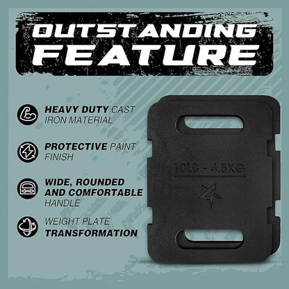 Yes4All Attachable Rucking Weight for Backpack, Cast Iron Training Weight Plate with Quick-Attach Strap Slots, Ergonomic Rounded Handle for Weighted Walking, Hiking, Rucking