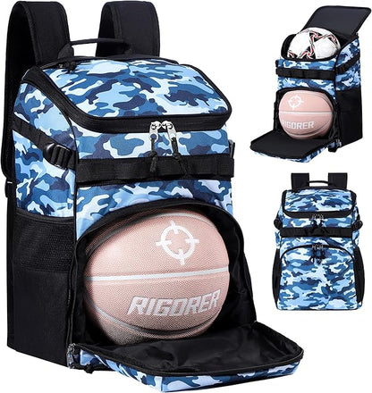 TRAILKICKER Basketball Bag Backpack with Ball Holder Multi-Sport Backpack for Soccer Volleyball Football Baseball Helmet