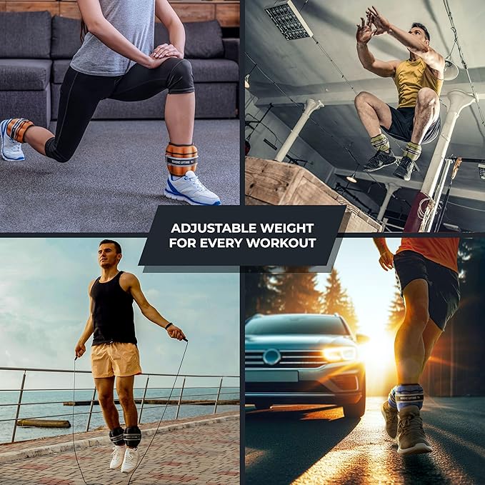 Nordic Lifting Adjustable Ankle Weights for Women & Men – 1 Pair (2–10 lbs) Wrist, Arm & Leg Weights for Gym, Yoga & Home Workouts – Secure Fit Strap Design – Durable Fitness Training Equipment