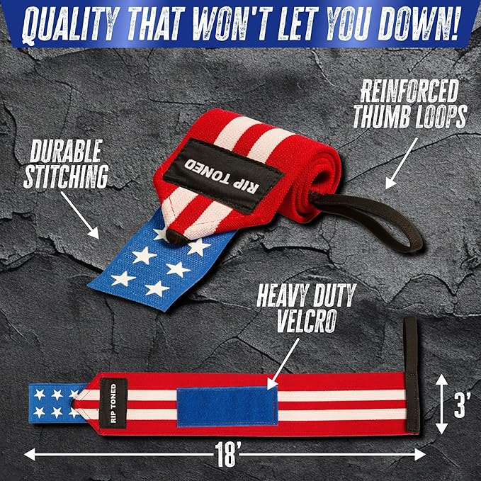 Rip Toned Wrist Wraps for Weightlifting – USPA & USAPL Approved 18" Wrist Straps for Powerlifting – Adjustable, Durable Gym Wraps with Thumb Loop – Maximum Support for Men & Women